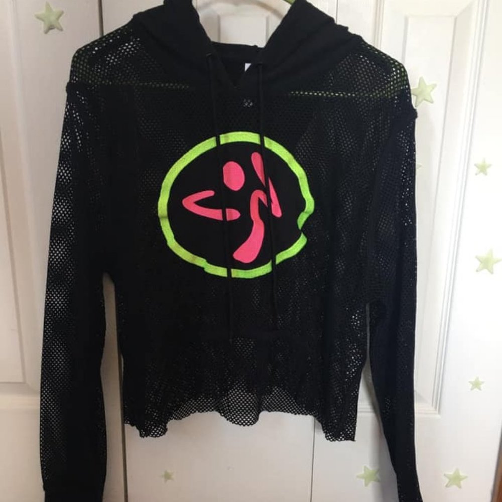 Cropped Mesh Hooded Zumba Top